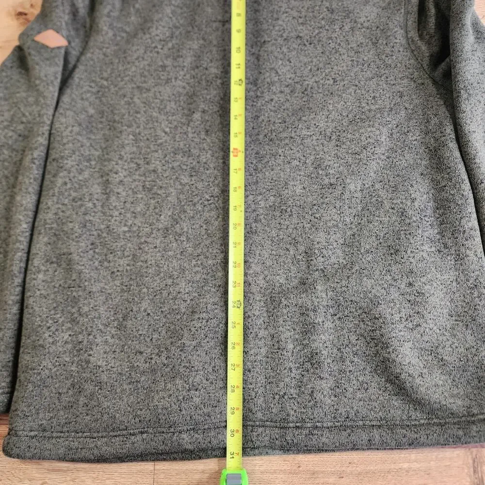 Orvis Sweater Mens‎ L Green/Gray Quarter Zip Sherpa Fleece Lined Knit Pullover